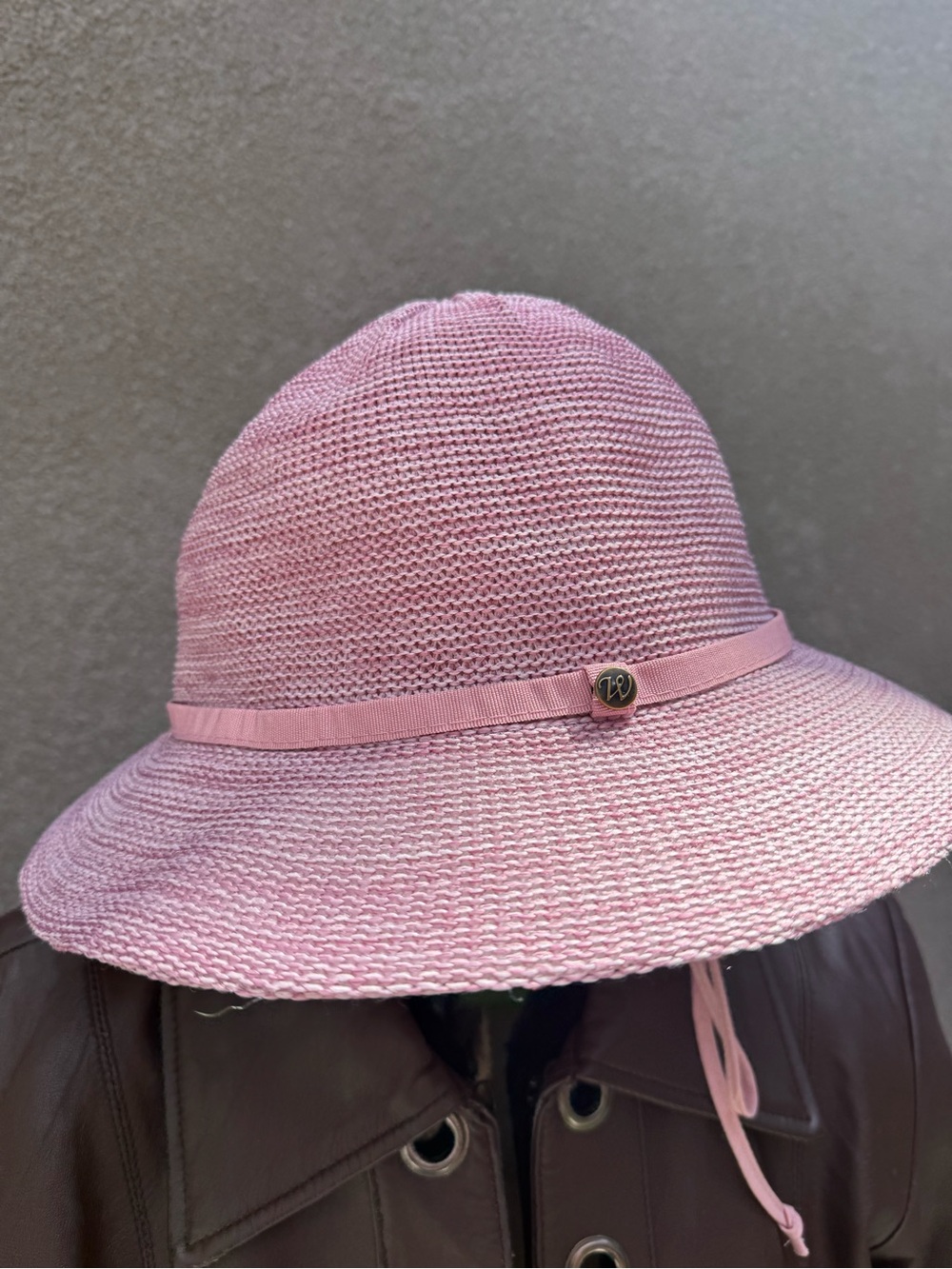 Wallaroo Hat Company Tori Sun Hat Pink Knit Packable UPF 50+ Wide Brim